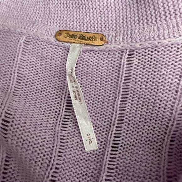 free people | ribby rib lavender ribbed long sleeve side split cardigan sz S - Picture 7 of 11